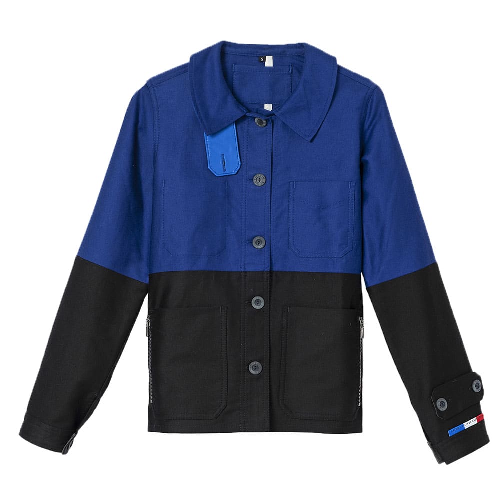 Veste Samit bicolore à plat, de la collection Lafont x Louis-Marie de Castelbajac