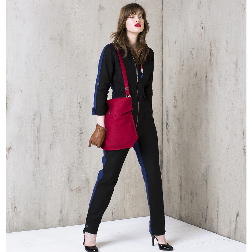 Schwarz-blauer Futaine-Jumpsuit von Louis-Marie de Castelbajac