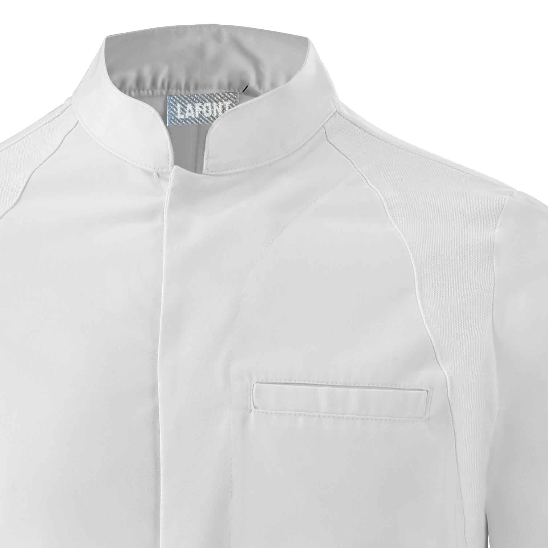 Zoom col Veste BASIL manches longues homme blanche.