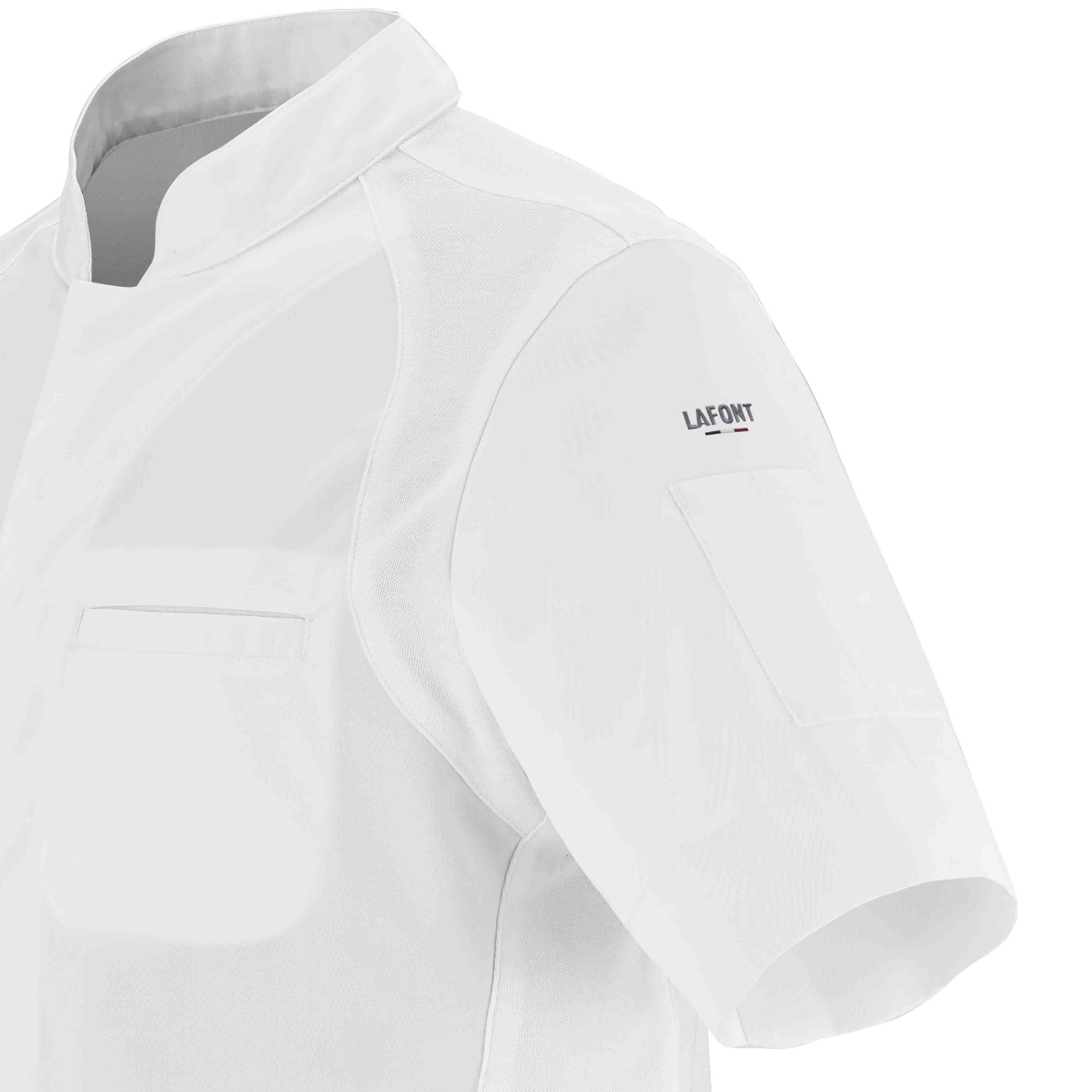 Zoom épaule Veste BASIL manches courteshomme blanche.