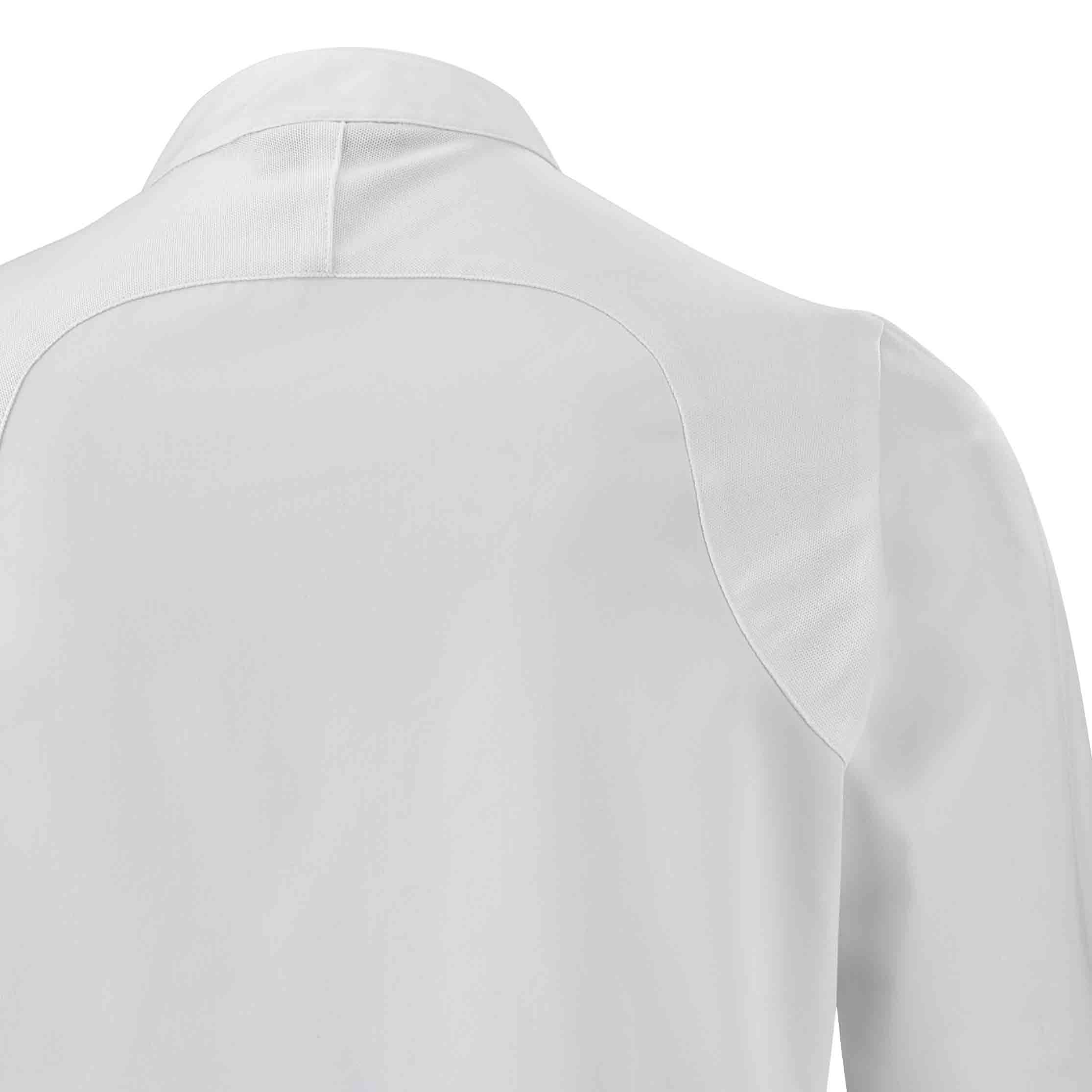 Zoom épaule Veste BASIL manches longues homme blanche.