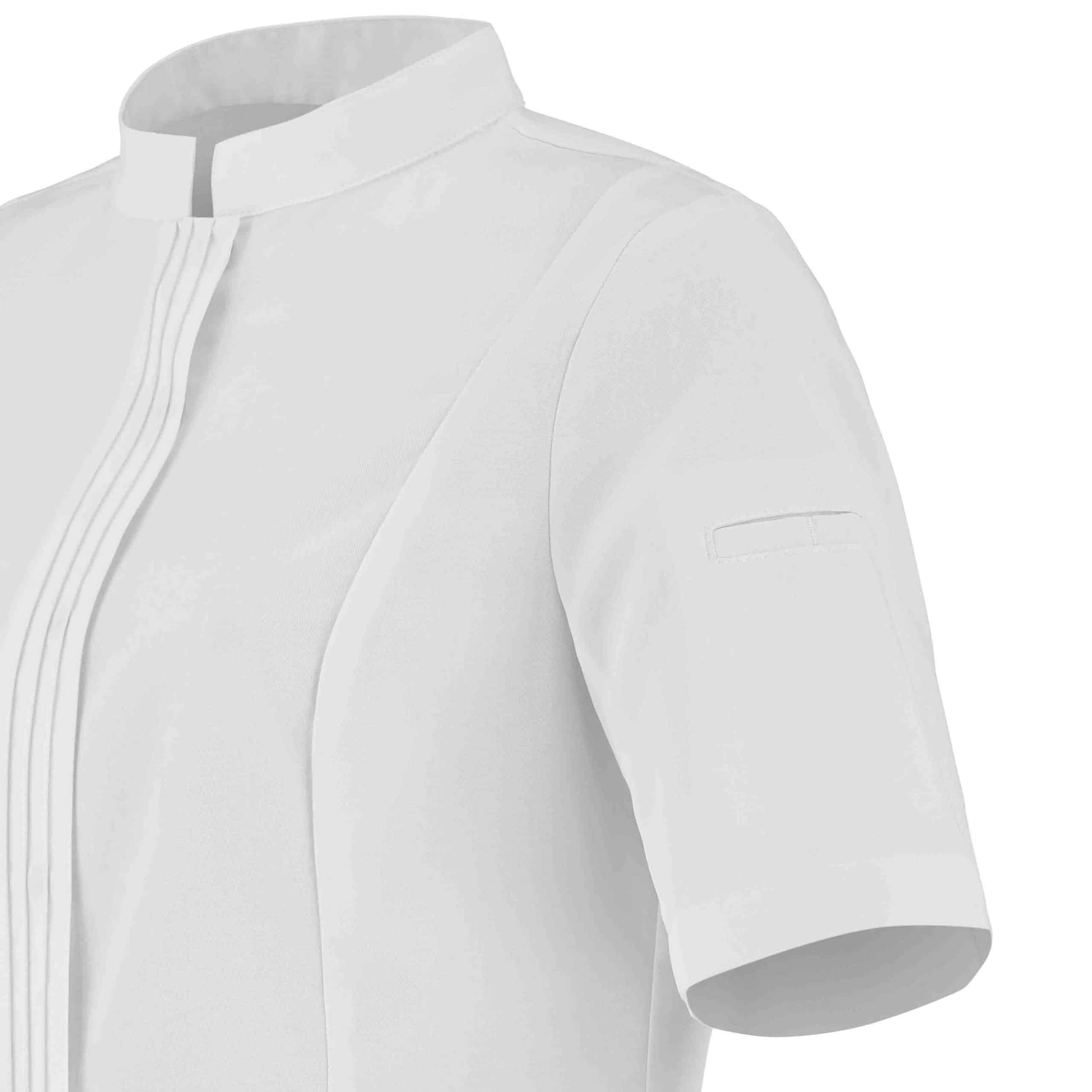 Zoom poche Veste CRISTAL manches courtes femme blanche.