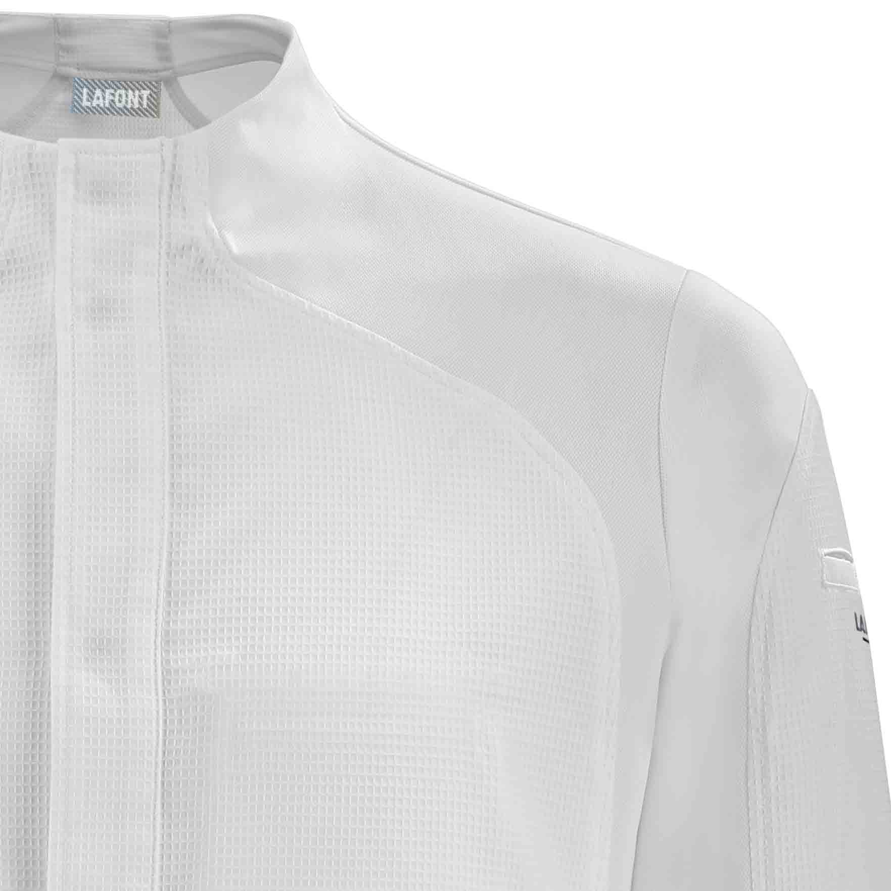 Zoom buste Veste FRENESIE homme blanche.