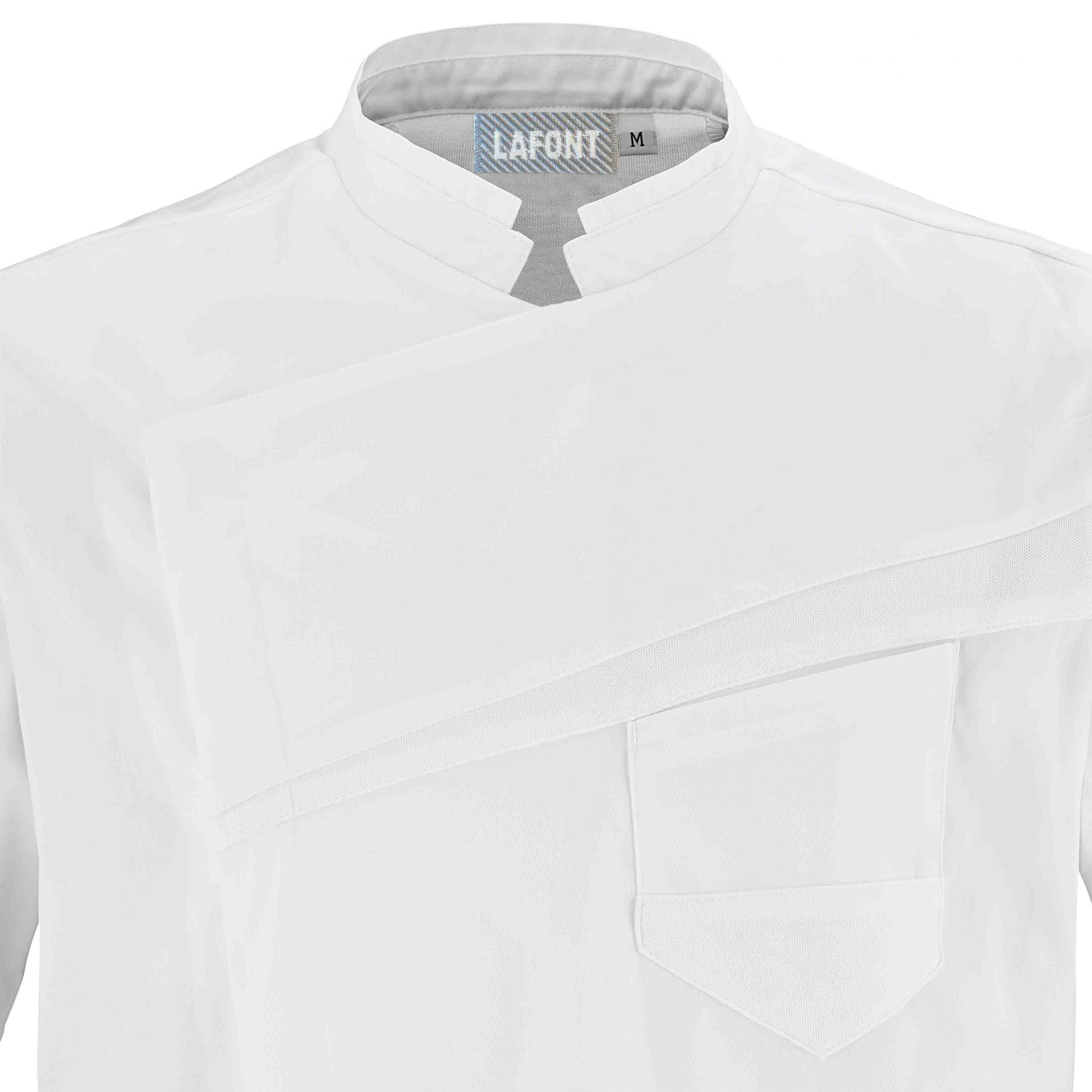 Zoom col Veste LEMONGRASS homme manches courtes blanche.