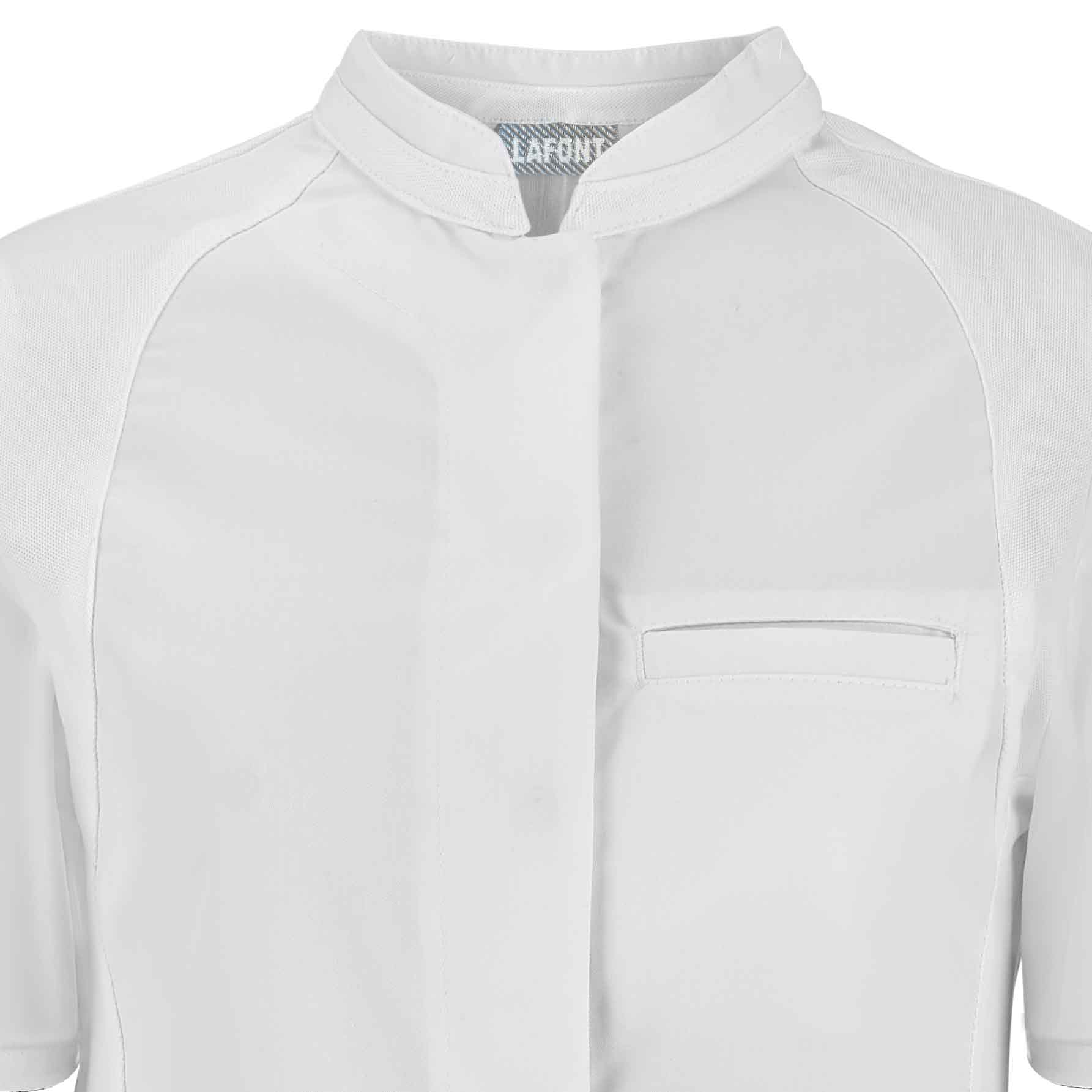Zoom col Veste PEPPER femme manches courtes blanche.