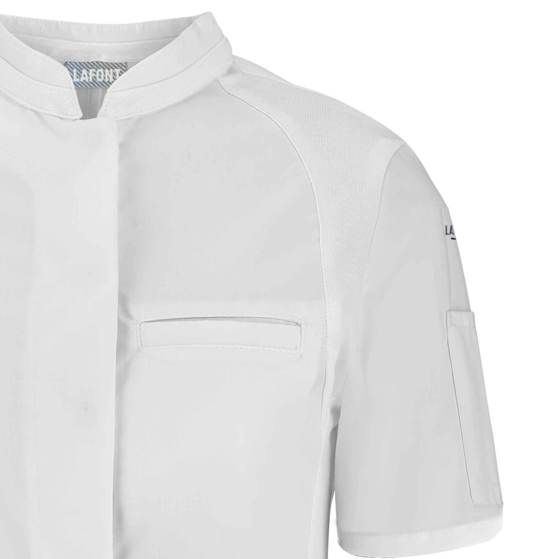 Zoom épaule Veste PEPPER femme manches courtes blanche.
