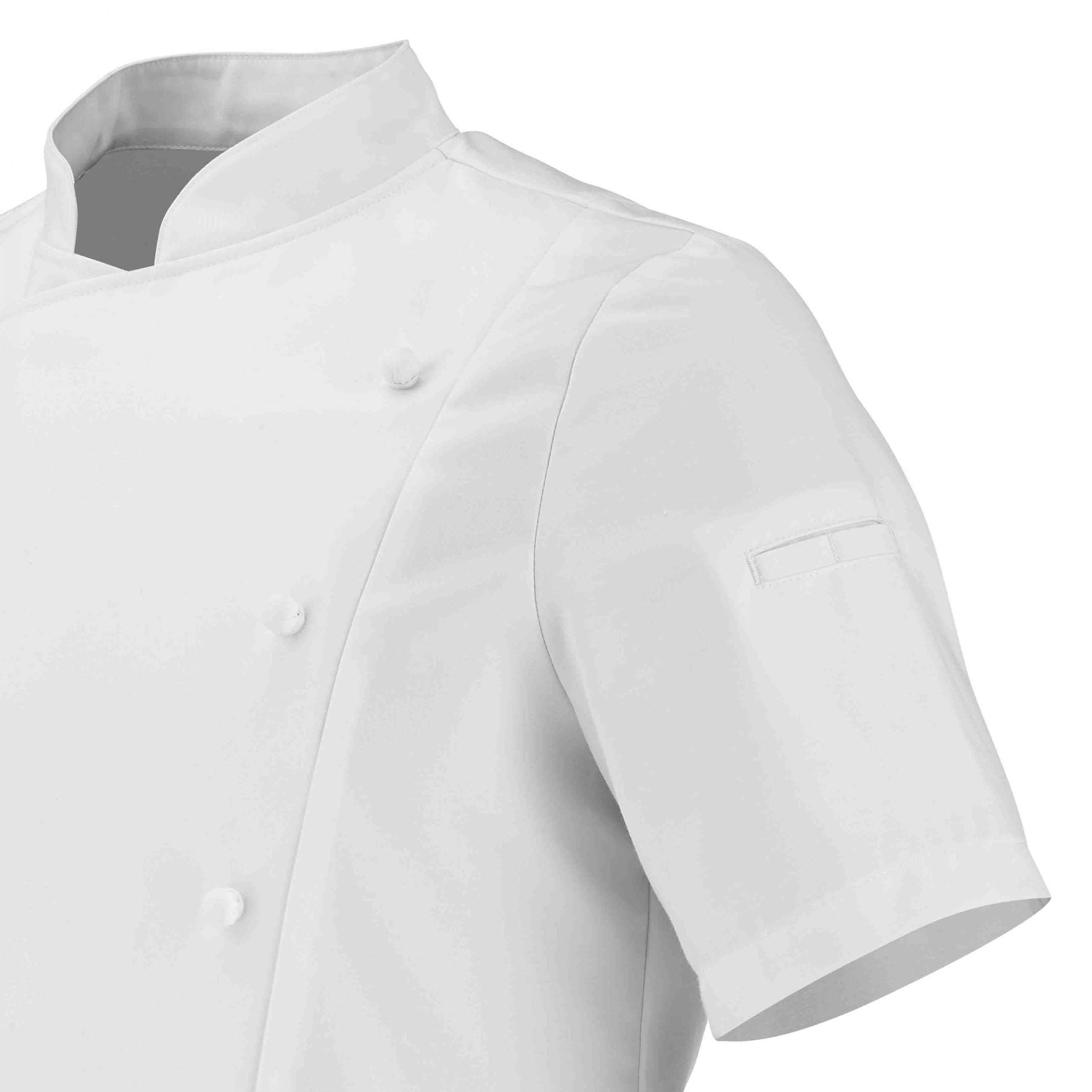 Zoom épaules Veste PLATINE homme manches courtes blanche.