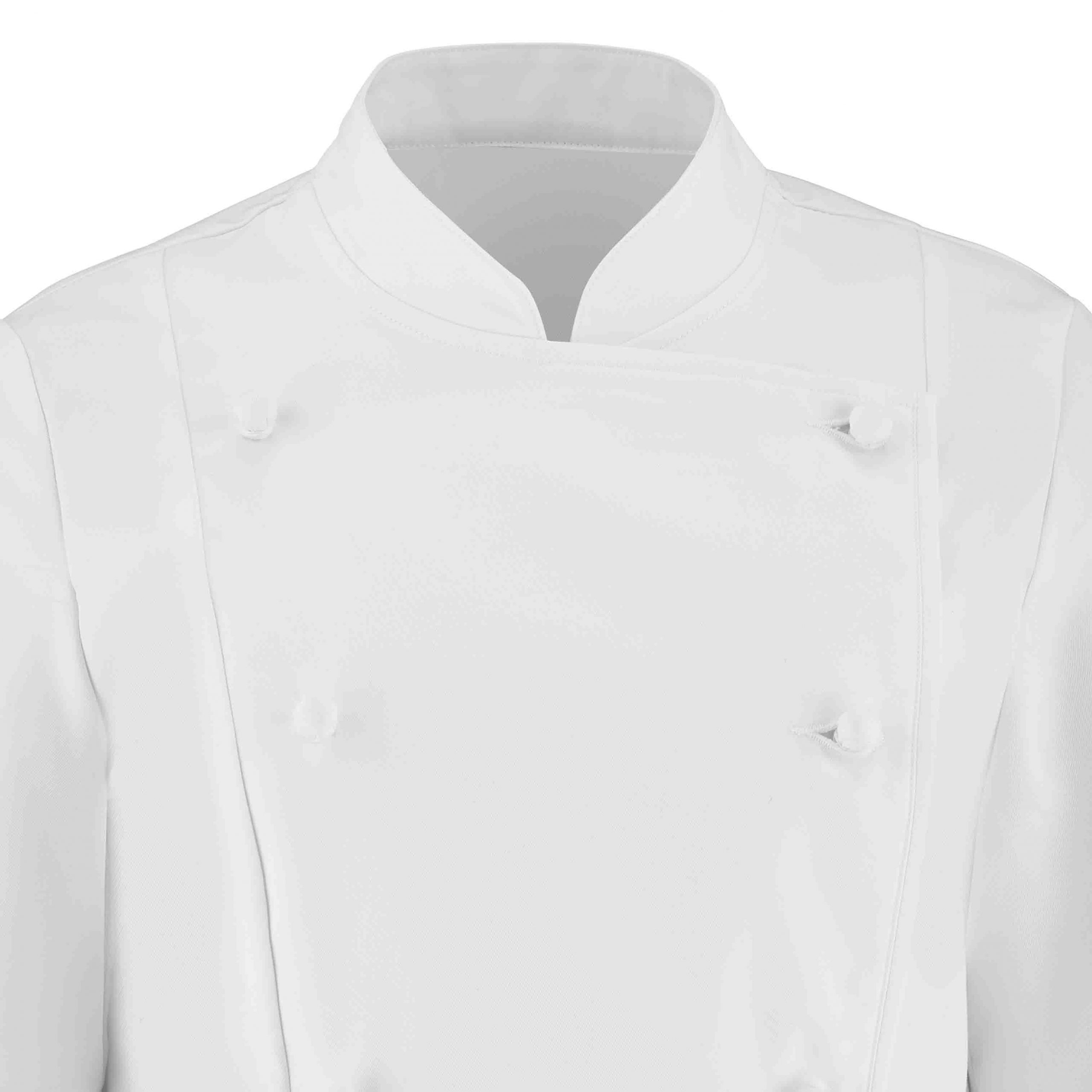 Zoom col Veste PLATINE femme manches courtes blanche.