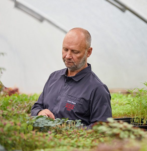 Simon Rogan dans sa serre agricole